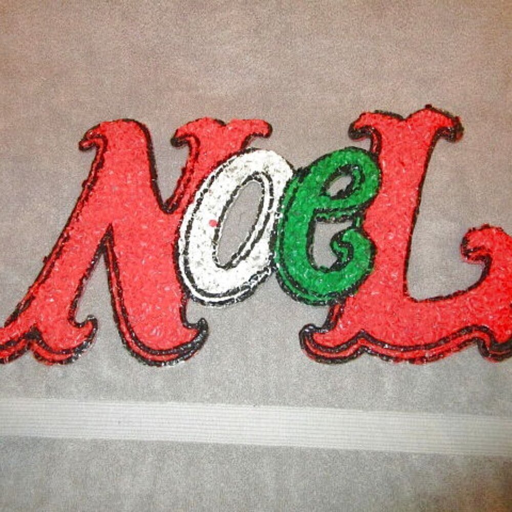 Vtg Melted Popcorn Glitter Noel 20” Window Wall Door Decor 70s Christmas Holiday